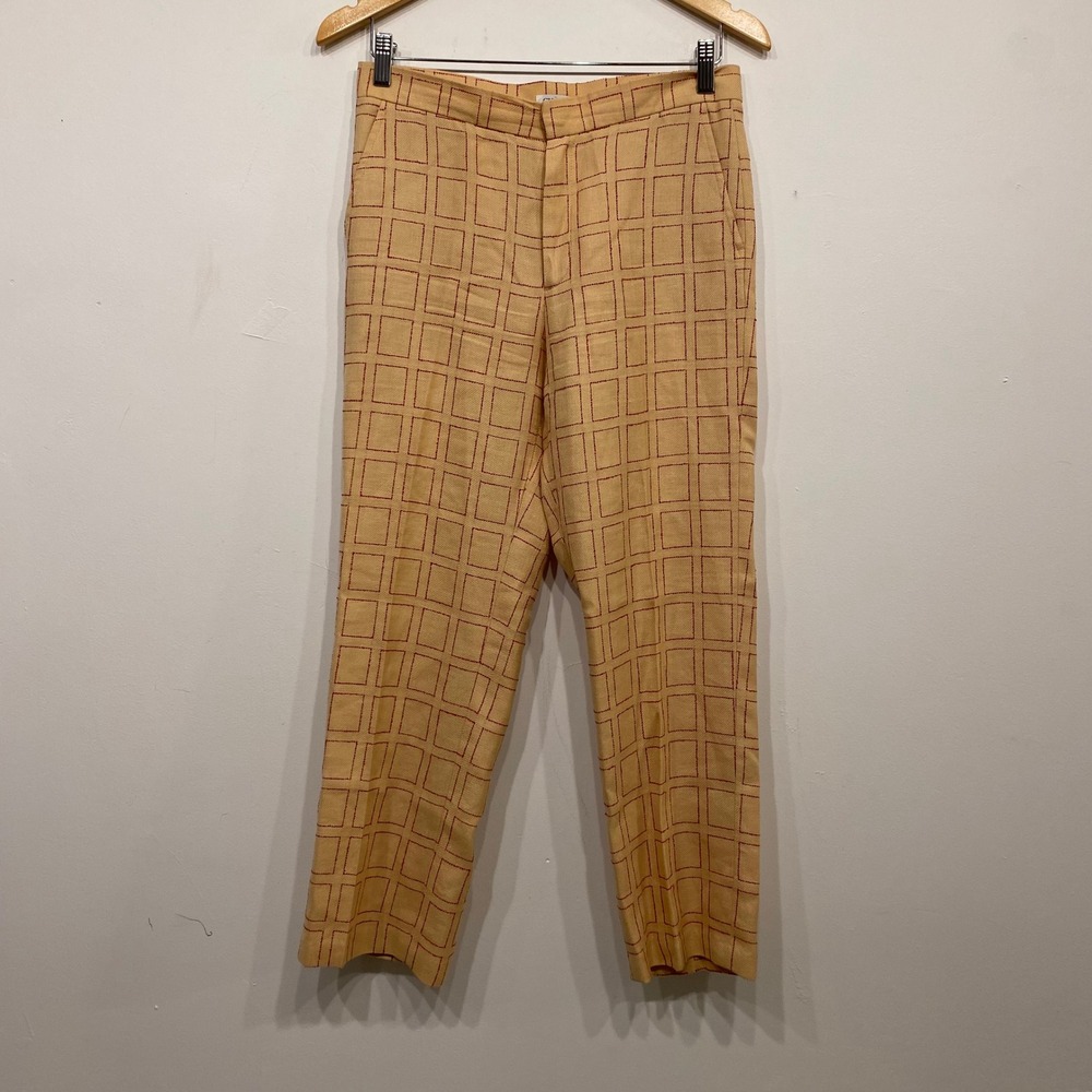 Chaiken Womens Tan Red Grid Pattern Dress Pants Retro‎ Preppy Trousers Size 6